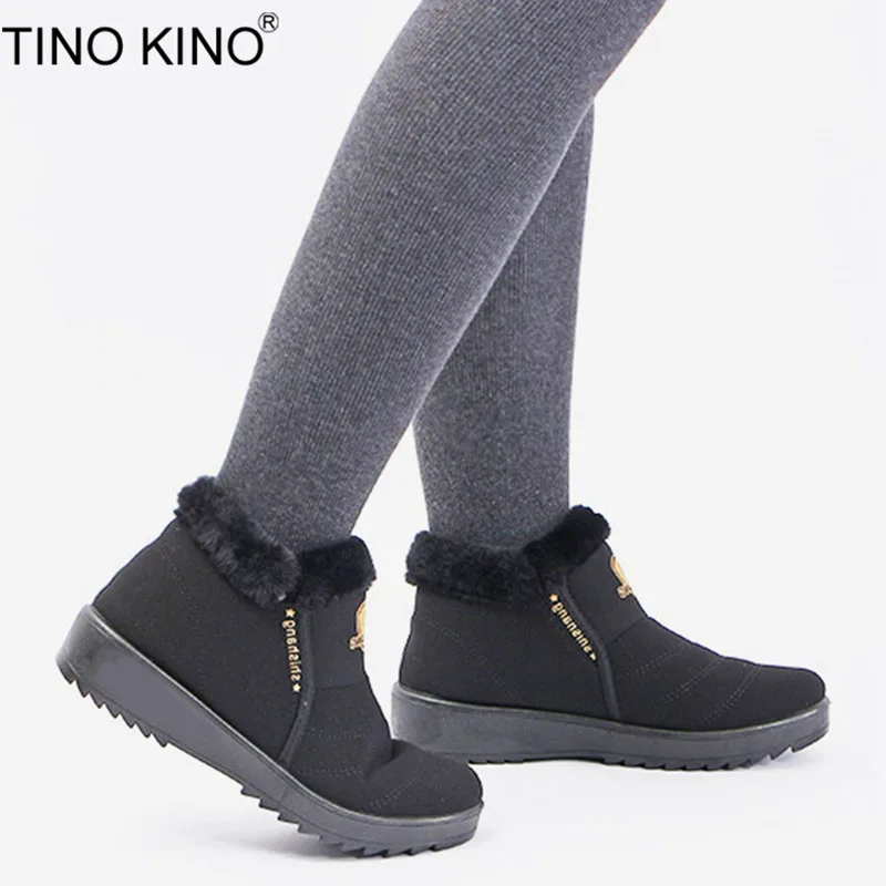 

TINO KINO Women Cotton Winter Snow Ankle Boots Warm Plush Casual Ladies Platform Slip On Shoes Female Comfort Fashion Footwear