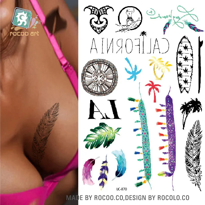 Rocooart LC877 Новый акварель Тати для Для женщин поддельные татуировки Art Tatouage Flash Tatuagem Multi Стиль Временные татуировки Стикеры