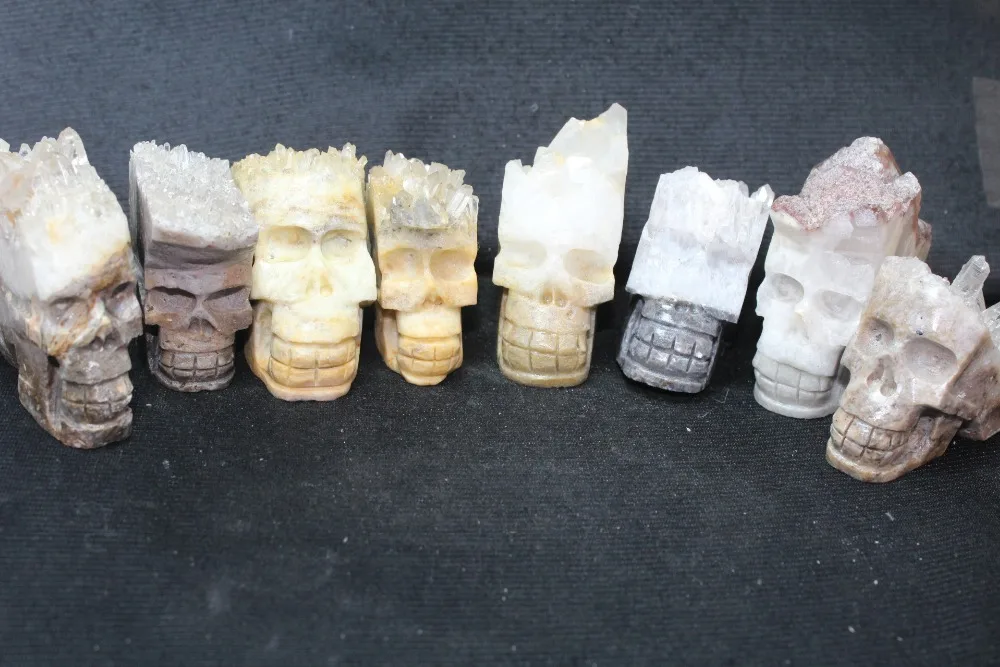 

NATURAL quartz Crystal carves skull