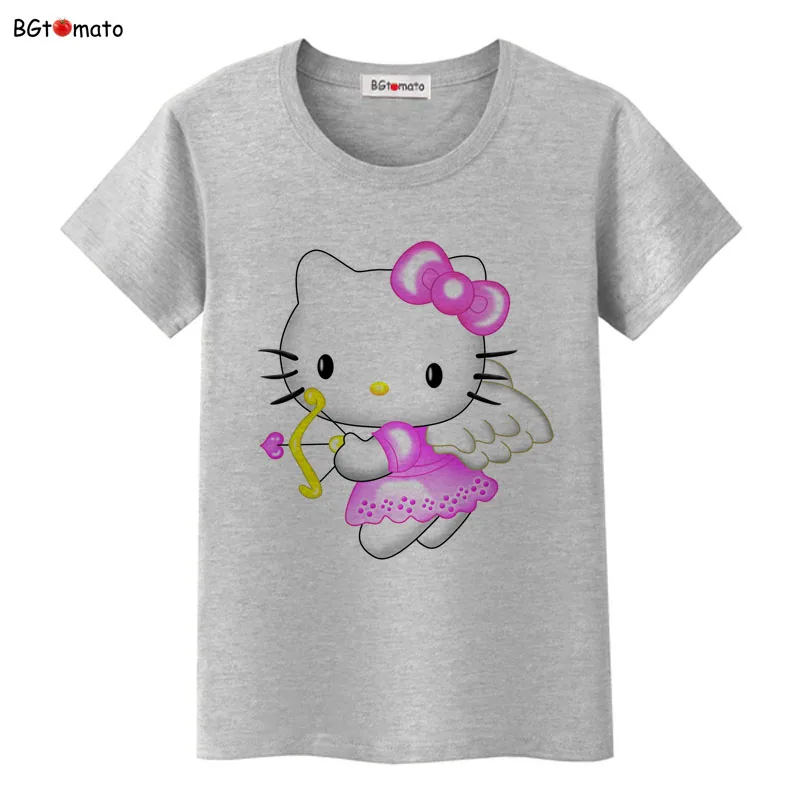 BGtomato hello kitty, милые футболки с героями мультфильмов, женская летняя классная одежда, брендовые Топы хорошего качества, удобные повседневные рубашки