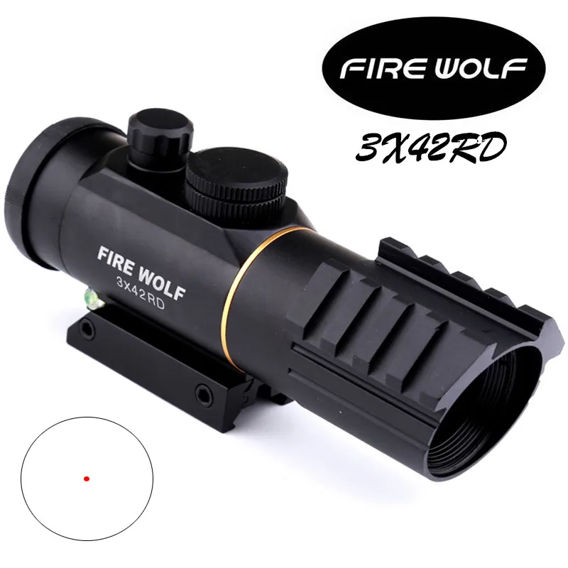 

WOLF Tactical Optics Riflescope 3X42 Red Green Dot Sight Scope Fit Picatinny Rail Mount 11 20mm Hunting Rifle Scopes