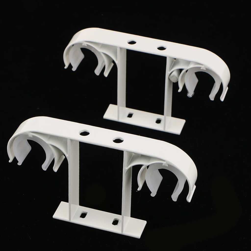 2 Piece Hard Metal Double Drape Curtain Rod Support Bracket Holder Ceiling Mounted