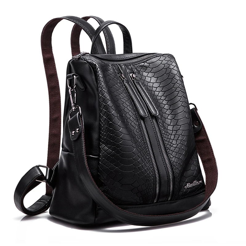 

Fashion 2016 Double-Shoulder Women's Backpack Serpentine Pattern Backpack Multi-functional Backpack