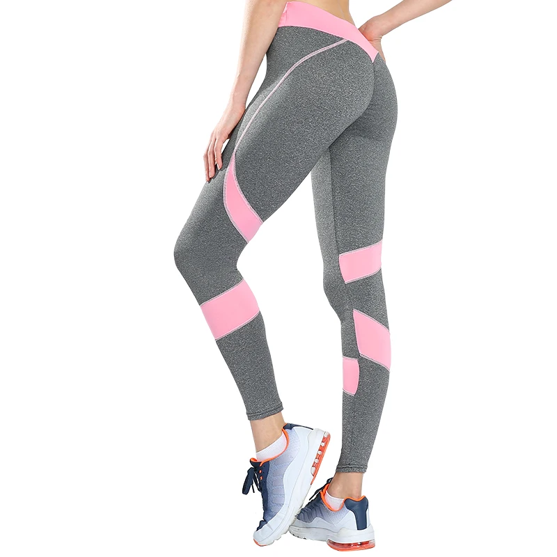 SVOKOR Sexy Leggings Women Stripe Patchwork Workout Legging Activewear Breathable Stretch Pants Women