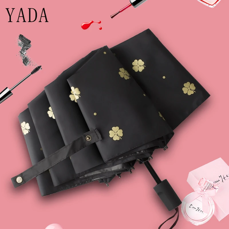 YADA 2019 New Fashion Gold Flower Umbrella Protection Rainy uv High Quality Umbrella For Women Windproof Folding Umbrellas YS668