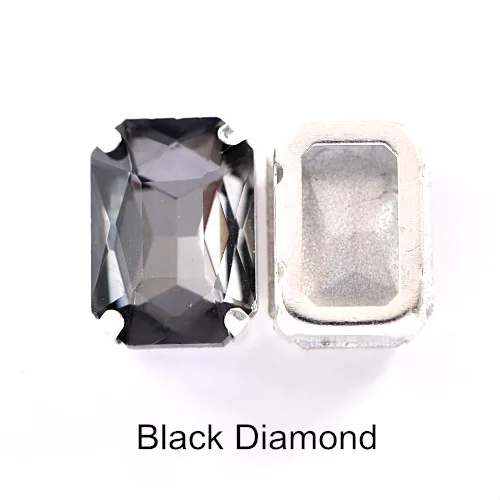 Прямоугольные Восьмиугольные пришивные стразы с полым дном, хрустальные пришивные стразы со стразами для свадебного платья B0339 - Цвет: Black Diamond