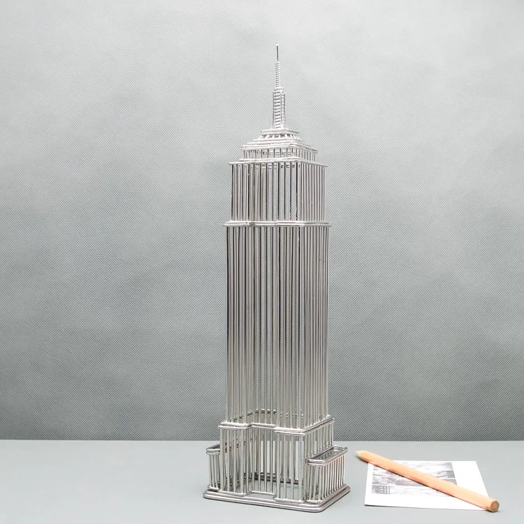 Steel Wire Model Doodles Destinations Empire State Building Architecture Replica Statue Card Holder and Award