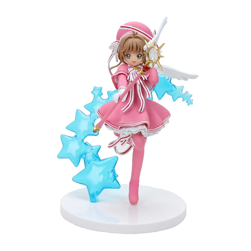 

Anime Card Captor Sakura Clear Card Kinomoto Sakura with Magic Wand PVC Action Figures Collectible Model Toys Doll Gift 18cm