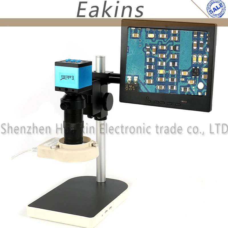

20MP 1080P HDMI USB Industrial Video Microscope Camera Set + 100X C-Mount Lens + 56 LED Ring Light + Stand + 8" LCD Monitor PCB