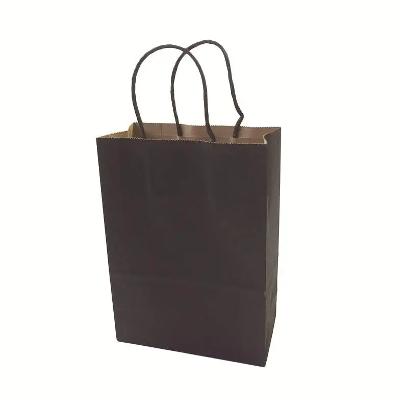 40 шт модный Подарочный пакет из крафт-бумаги с ручкой/сумки для покупок/Рождественский коричневый упаковочный пакет/Отличное качество 21X15X8cm - Цвет: Черный