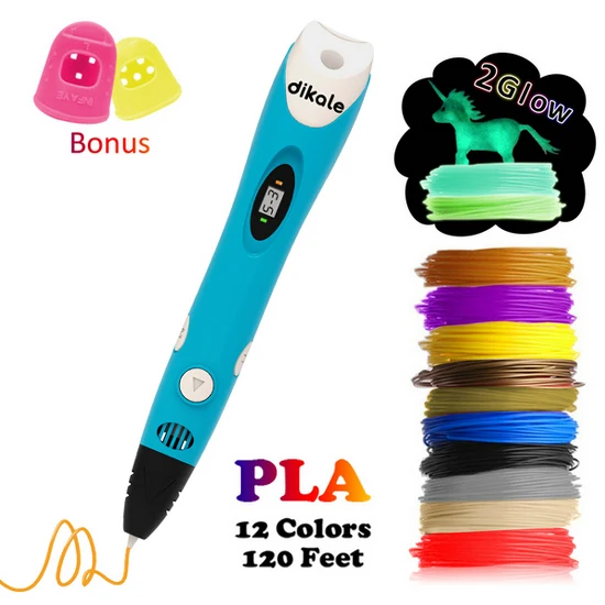 Dikale 3D 1,75 мм PLA ручка с множеством оттенков 3D чертежный принтер Stift Печать карандаш Caneta трафарет заправка PLA нити для ребенка подарок - Цвет: Blue3m12Color