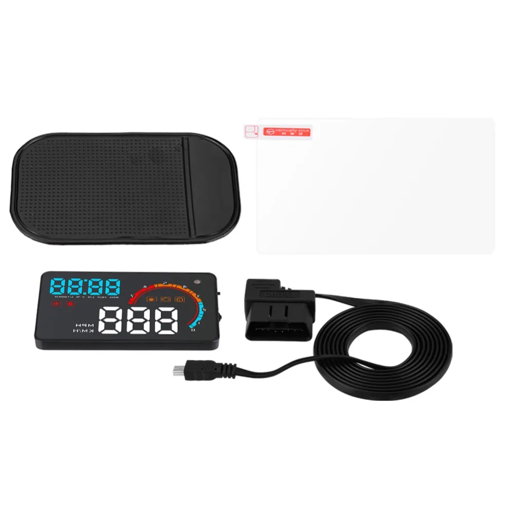 

Car Head Up Display D200 Car OBD2 HUD Head Up Display Speed RPM Fuel Consumption Water Temperature Projector