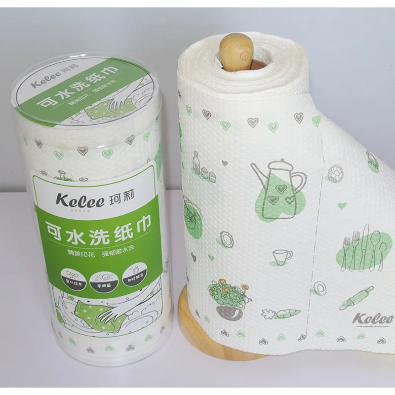 

Professional Washable reusable Kitchen oil decontamination Paper Towels Print Web Living Art 60pcs/roll cookhouse eco-friendly