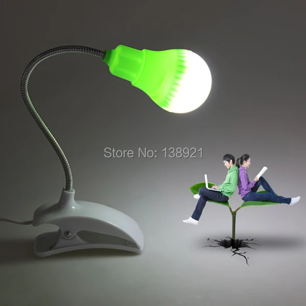 Гибкая яркая настольная лампа для кровати, Настольный светильник, мини светодиодный USB светильник для чтения, компьютерная лампа с зажимом для ноутбука