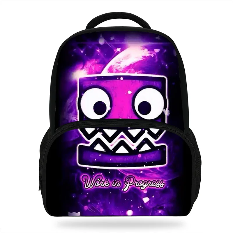 

KOLLEGG School Bags For Girls and Boys Geometry Dash Game Design School Backpacks Popular PC Game Printing Backpack Child Bags