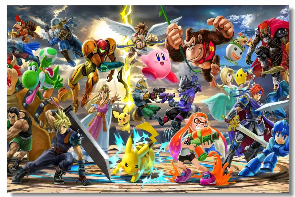 Custom Canvas Wall Mural Super Mario Poster Super Smash Bros Ultimate