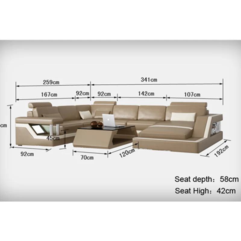 cheap U shaped sofa,Low cost modern corner leather sofa designin