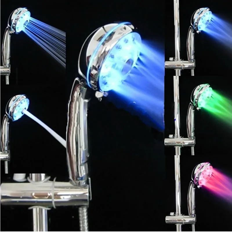 

Adjustable 3 Mode LED Light Shower Head Sprinkler Temperature Bathroom Sensor
