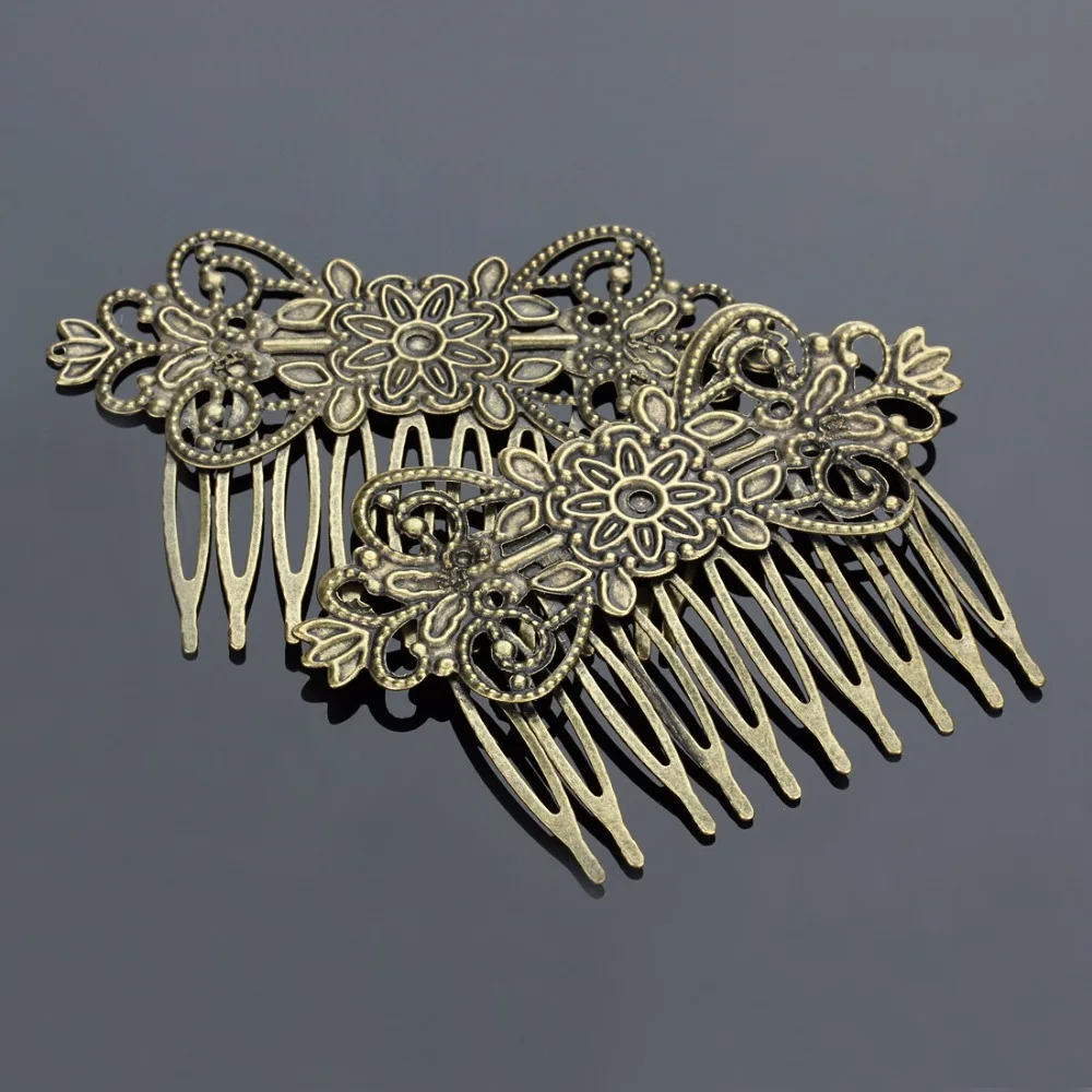 Flor de filigrana bronce antiguo pendientes de clip
