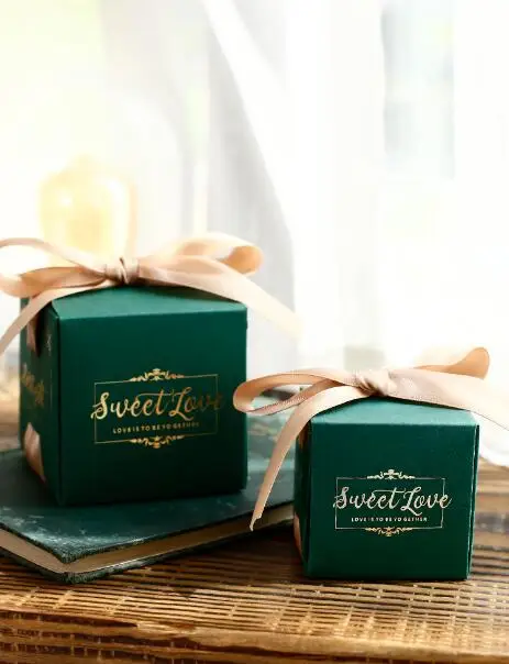 50X Бордовый зеленый красный сладкий Любовь лучший подарок квадратный свадебный сувенир коробка для сладостей коробки для шоколада товары для праздника Подарочная коробка подарочная коробка