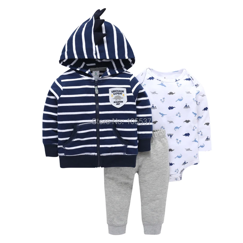 Комплект одежды из 3 предметов для маленьких мальчиков, флисовая куртка с длинными рукавами с изображением животных для новорожденных мальчиков+ хлопковый комбинезон+ штаны серого цвета, осенне-зимняя одежда