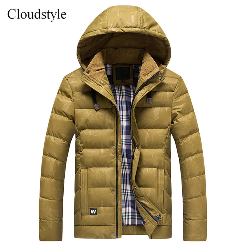 

Cloudstyle 2018 New Parkas Coat Short Waterproof Dark Color Outwear Winter Men Clothing Zipper Hooded Casual Male Jacket Tops