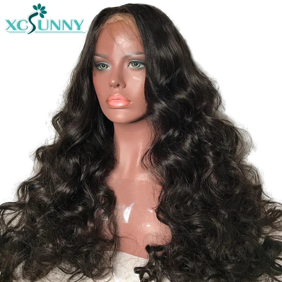 Xcsunny 250% Плотность фронта шнурка человеческих волос парики для женщин предварительно сорвал с волосами младенца черный Remy индийские