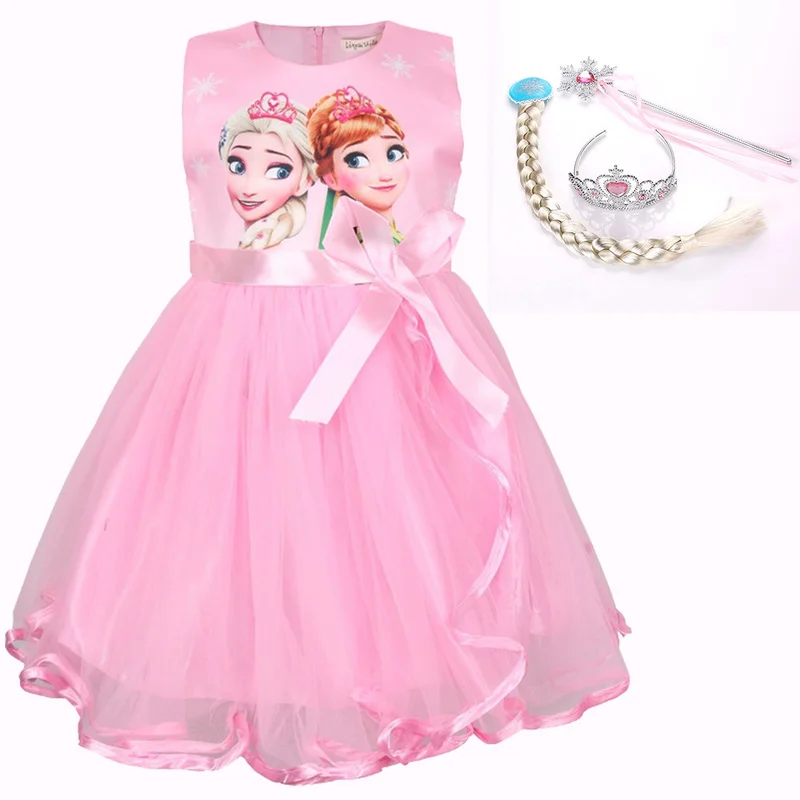 

Girl Princess dress Aisha Anna Cosplay Sofia Princess Baby Party Dress Summer sleeveless print children's day birthday