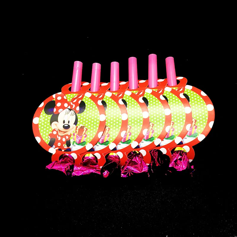

6pcs/lot Minnie Mouse theme blowouts Minnie Mouse theme birthday party decorations Minnie Mouse noise maker