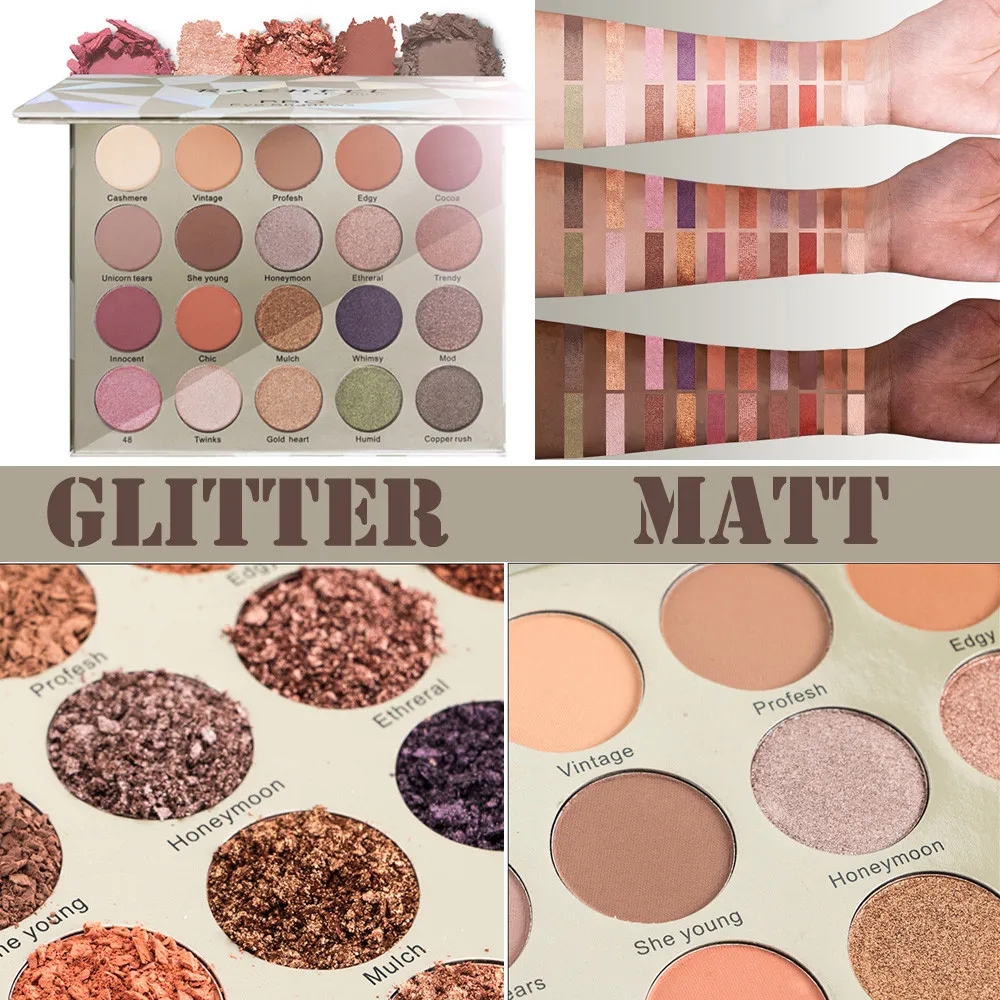 Multicolor Новая мода 20 цветов мерцающий блеск Тени для век пластина порошок матовые тени для век косметический макияж Maquiagem Прямая - Цвет: Multicolor