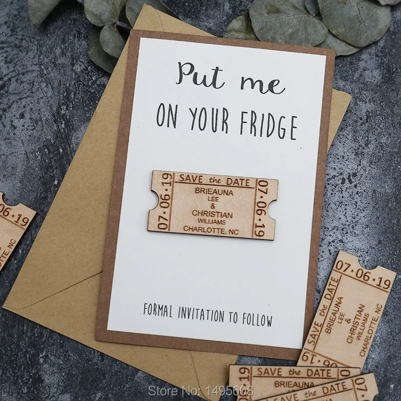  Custom Tickets Wedding Save the Date Magnets Personalized Wedding Invitation rustic Magnet Set Wedd - 32921954777