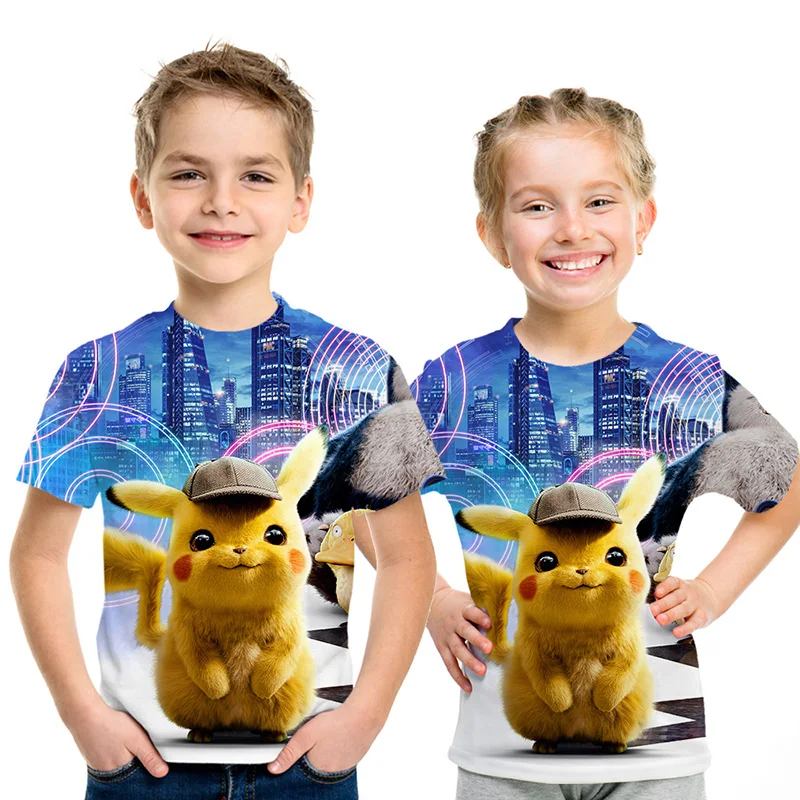 

Pokemon Detective Pikachu 3D Printed Kids T-shirt Fashion 2019 Summer Short Sleeve T shirt Tops Streetwear Children Tee shirts