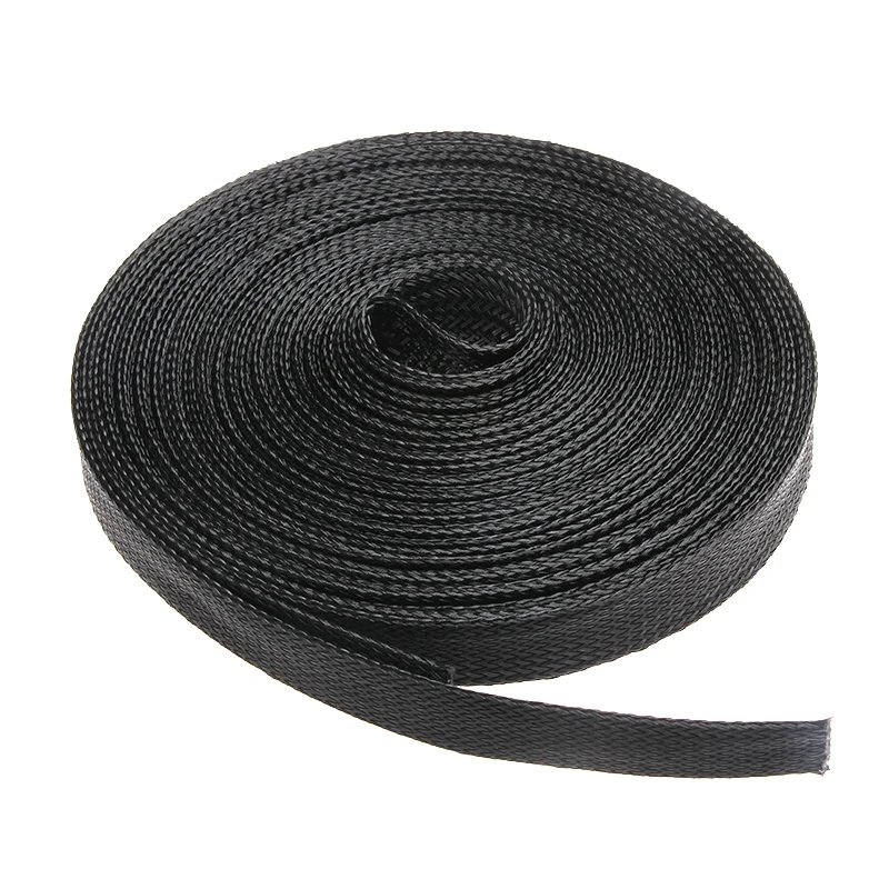 

10M Black Insulation Braided 15mm Diameter Tight PET Expandable Cable Sleeves Wire Gland Cables Protection