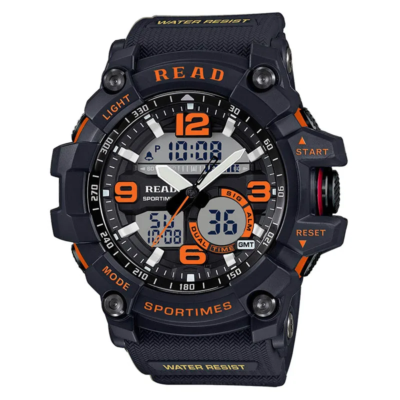 black orange Tezer водонепроницаемые спортивные Смарт-часы 3 бар, мужские роскошные брендовые армейские электронные часы, светодиодный дисплей, будильник, часы для 90001 - Цвет: black orange