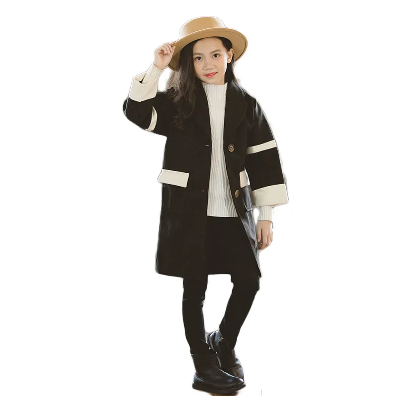 

2018 New Autumn Winter Girls Coats Children Thick Warm Woolen Overcoat Baby Wool Long Jackets Kids Elegant Outwear Clothes G177