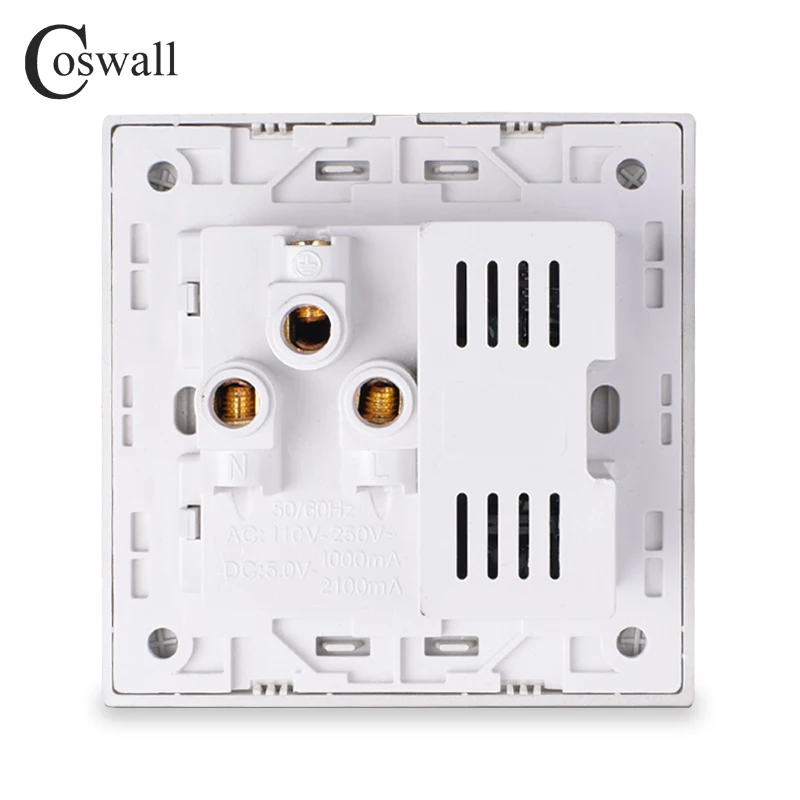Сетевая розетка Coswall универсальная из нержавеющей стали 2 1 а с USB