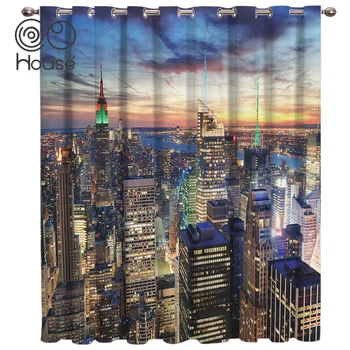 

COCOHouse Modern City Room Curtains Large Window Window Curtains Dark Bathroom Curtains Kitchen Indoor Kids Window Treatment