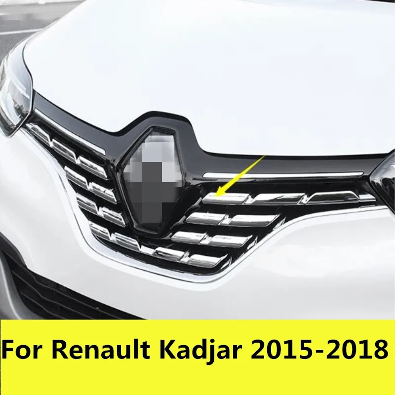 

For Renault Kadjar 2015-2018 ABS Car Styling Front Engine Bumper Grill Upper Center Grille Cover trim Accessories 7pcs