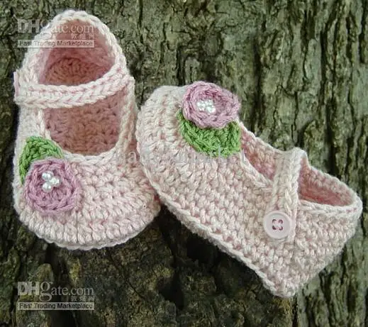 Вязанные крючком пинетки удобные детские девушки цветок листья 0-12 м хлопок первые ходунки обувь