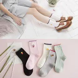 Новые корейские хлопковые носки креативная индивидуальная вышивка Мультяшные закуски картофель фри попкорн Socks1 пары случайный цвет