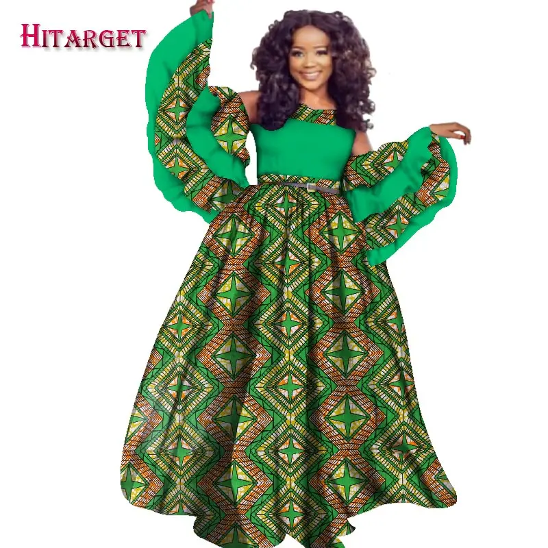 Осеннее платье в африканском стиле для женщин HITARGET индивидуальное платье в пол с длинным рукавом для женщин размера плюс хлопок с принтом WY2441 - Цвет: 19
