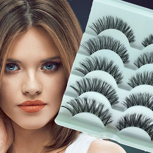 

5 Pairs Stunning Makeup Handmade Messy Natural Cross False Eyelashes Eye Lashes