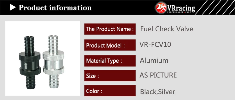 VR RACING-3/" 10 мм алюминиевый сплав без возврата односторонний топливный обратный клапан бензин дизель VR-FCV10