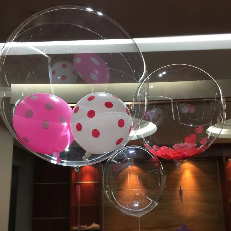

10/18/24/36 inch Luminous Aluminium Film Ballons Transparent Helium Birthday Party Decorations Wedding LED Bubble Foil Balloon