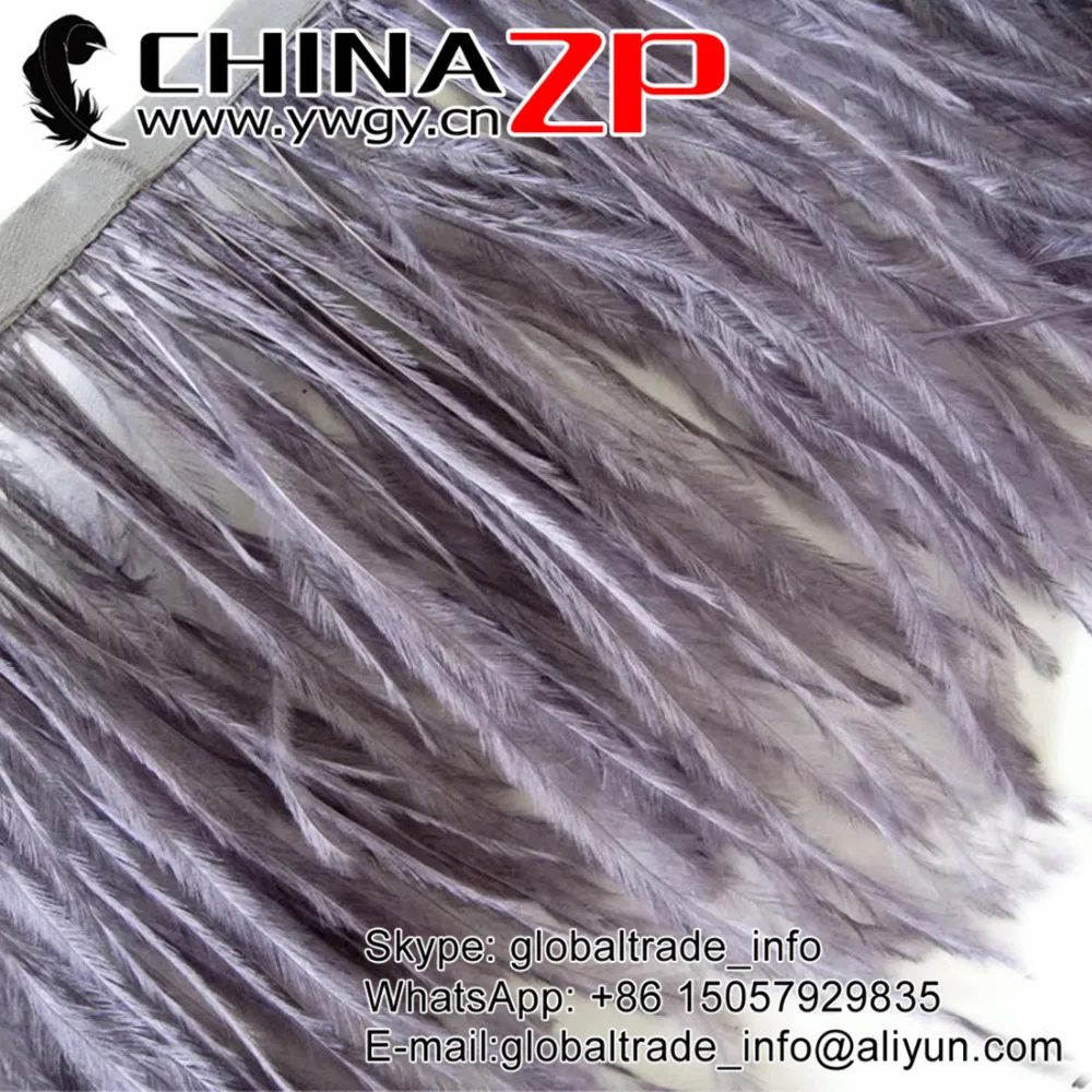 

CHINAZP Yiwu ZP Crafts Co., Ltd 2yards/color/lot Good Quality Dyed Grey Ostrich Feathers Trim