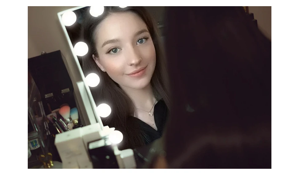 Голливуд Стиль косметическое зеркало для макияжа с 15x 3W затемнения светодиодный лампы сенсорный Управление освещенные косметическое зеркало с подсветкой