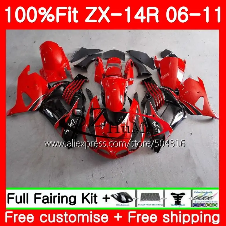

Body For KAWASAKI NINJA ZX 14R ZX14R 06 07 08 09 10 11 Red black 23SH14 ZZR1400 ZX-14R 2006 2007 2008 2009 2010 2011 Fairings