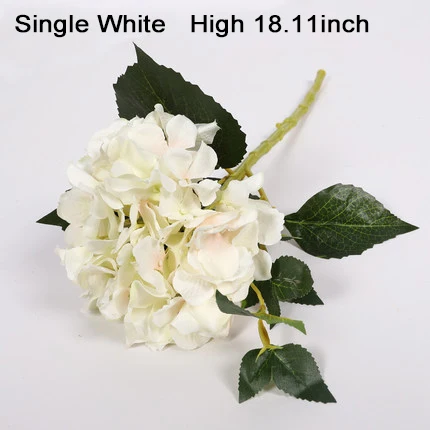 Xuanxiaotong 45 cm 1 pc Long Stem Silk Hydrangea Artificial Flowers Branch Purple White Pink Green Blue Hydrangea Faux Flowers - Цвет: single white