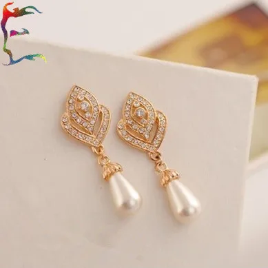 Free Shippping 12pairs Lot Fashion Peach Heart Rhinestone Water Free Shippping 12pairs Lot Fashion Peach Heart Rhinestone Water Pearl Drop Earring Gold Crystal Flower