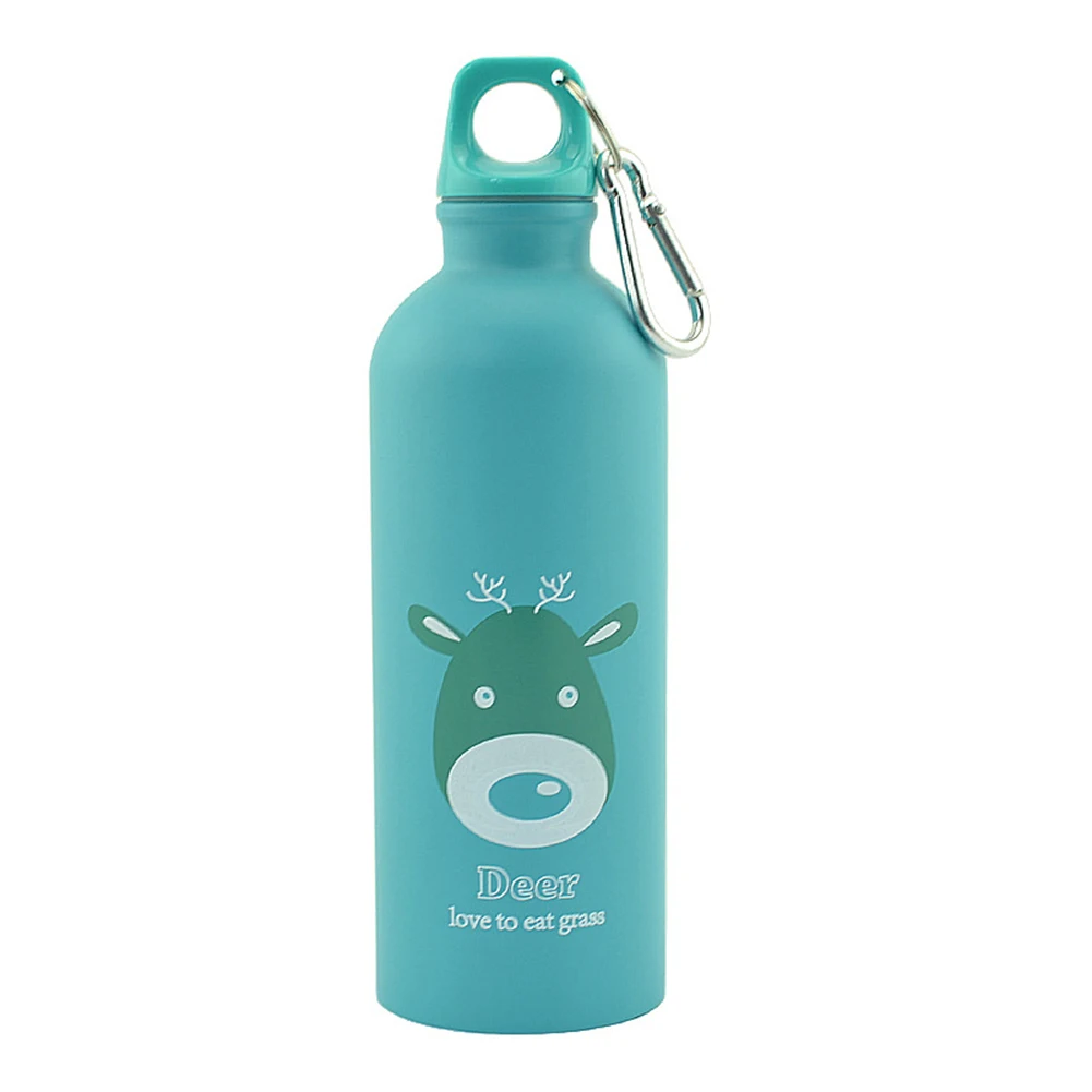 Новая бутылка из нержавеющей стали 500 мл, переносная бутылка с животными для спорта на открытом воздухе, велоспорта, кемпинга, велосипеда, школы, детей, бутылка для воды на открытом воздухе - Цвет: Светло-зеленый